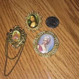 3 vintage victorian and chameo brooches Karu Arke